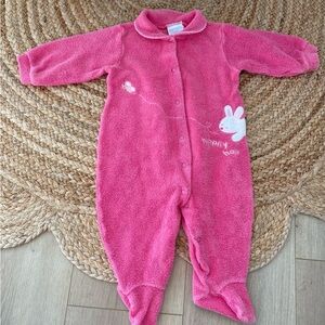 Vintage Carter's Pink Terry embroidered Easter bunny Footed romper sleeper